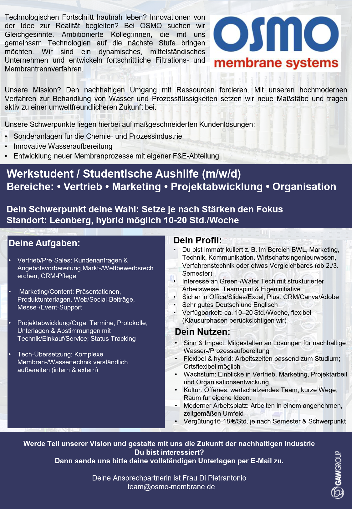 2026 StudentischeAushilfskräfte VertriebProjektabwickungMarketingOrganisation 1